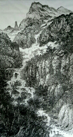 任纪成作品 《高山水長流》
